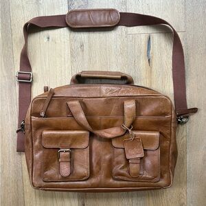 Rawlings Brown Rugged Leather Briefcase Messenger Bag